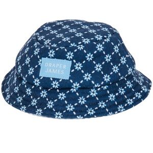 New Draper James Reversible Bucket Floral Dog Hat Navy M/L